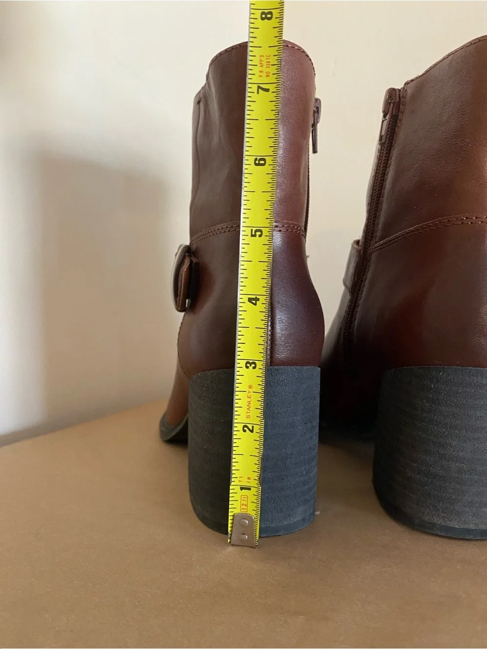 Lucky Brand Women's Brown Leather Block Heel Ankle Boots Achelle Size 8 Booties